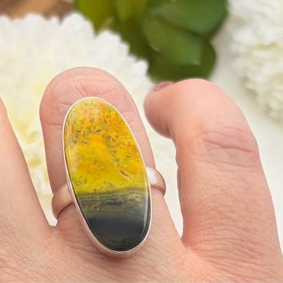 Southwest Jewelry - Sterling Silver 925 Bumble Bee Bumblebee Jasper Ring Size 8 Southwest New
